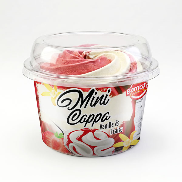 Crème glacée saveur vanille et fraise mini coppa