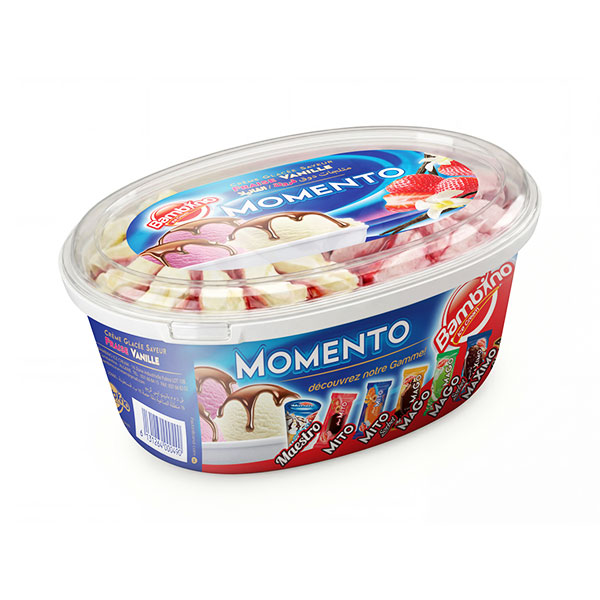 crème glacée Momento fraise vanille